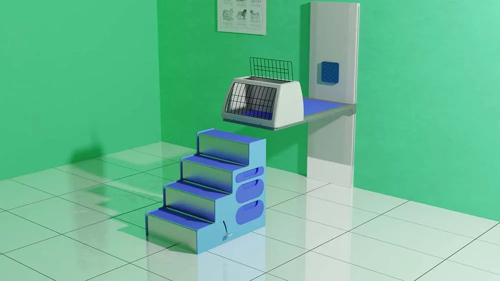 The full veterinary exam area with all peripherals attached