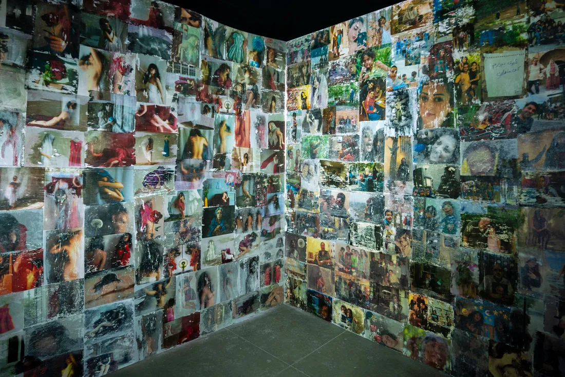 A collage of images in a gallery.