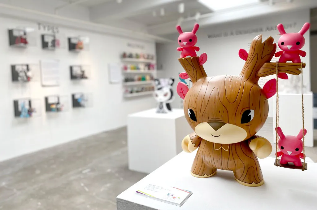 A gallery that is displaying various toys.