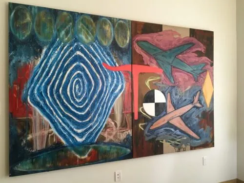 An artwork on a wall.