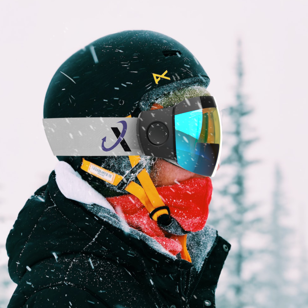 An athlete wears AR goggles.