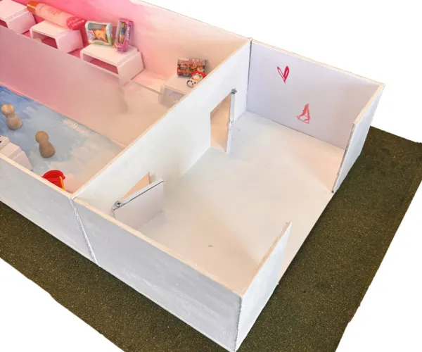 Close up of the model of The Problem with Play.