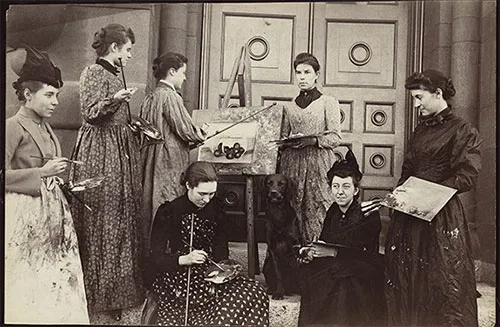 Women painting.