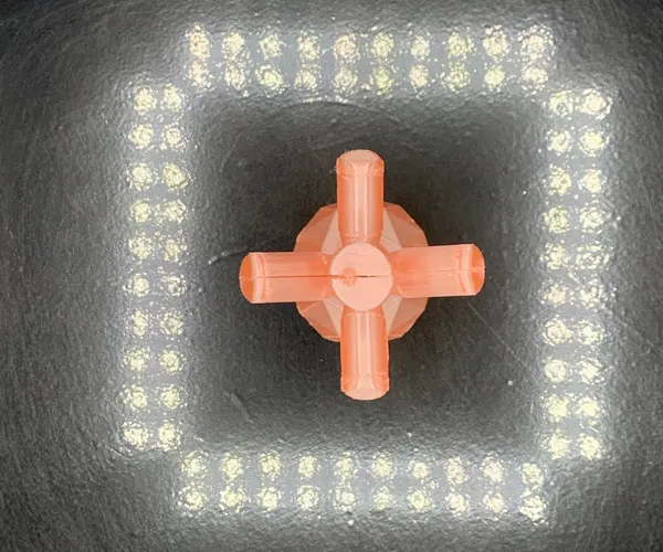 A design in a square of lights.