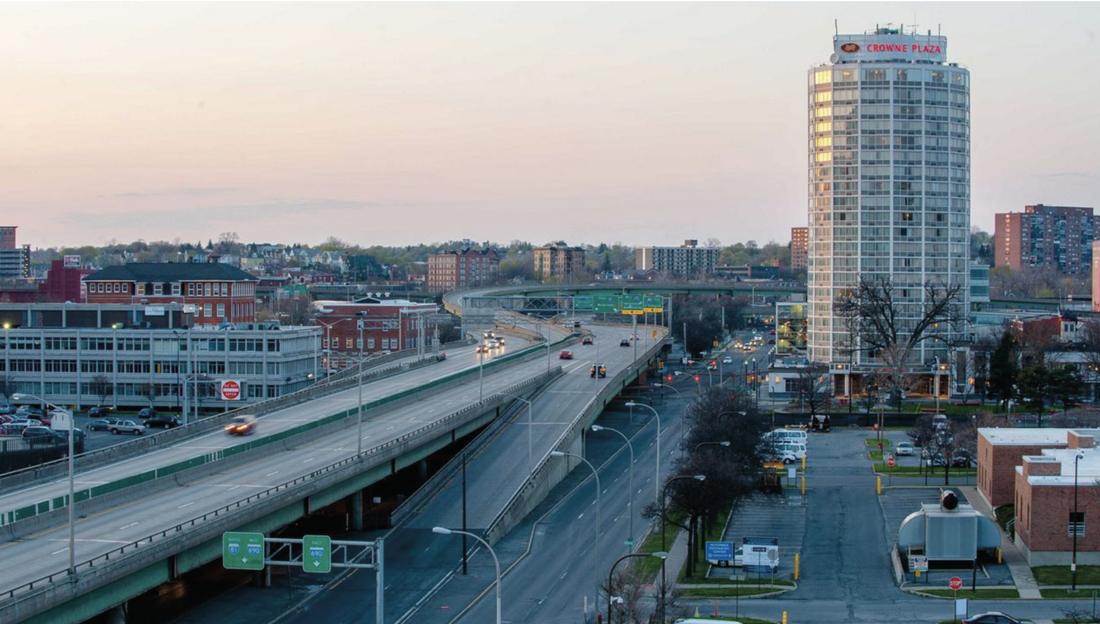 A view of 1-81 in Syracuse, New York.