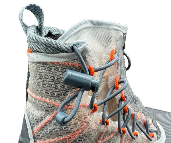 Close up of mesh on a shoe.