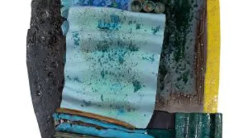 A piece of art, titled “Caught in the Rain,” by Margie Hughto.