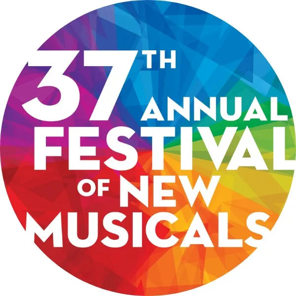 Rainbow colored logo for the 37th Annual Festival of New Musicals.