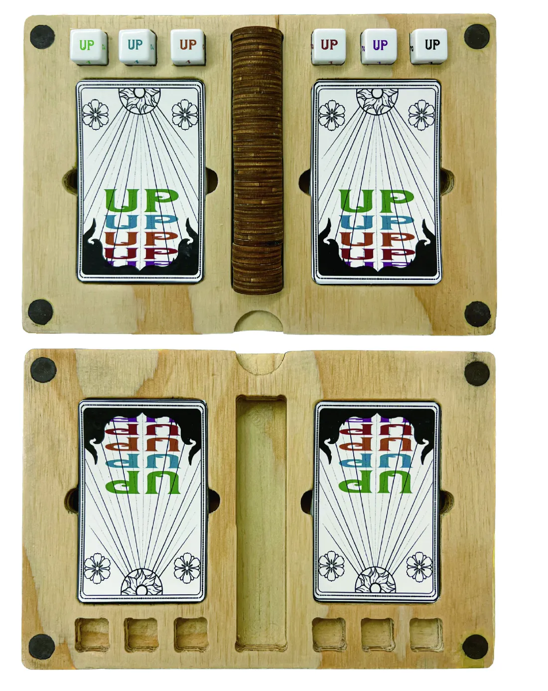 Cards shown in holders.
