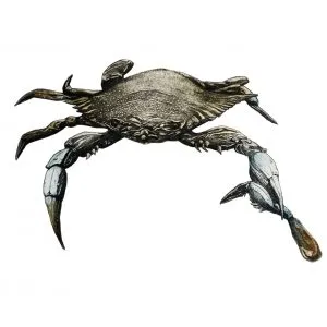A print of a crab holding one of its legs.