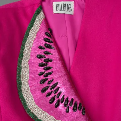A piece of clothing with a watermelon pattern on the fold.