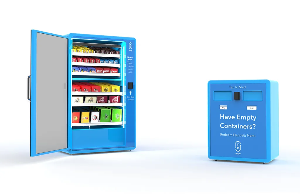 Vend Without Packaging Waste with Relay Vending Machines and Return Stations