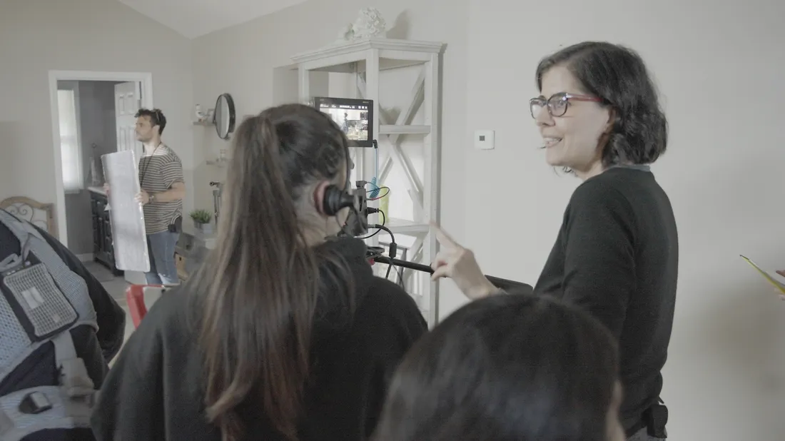 Soudabeh Moradian on the set of her film.