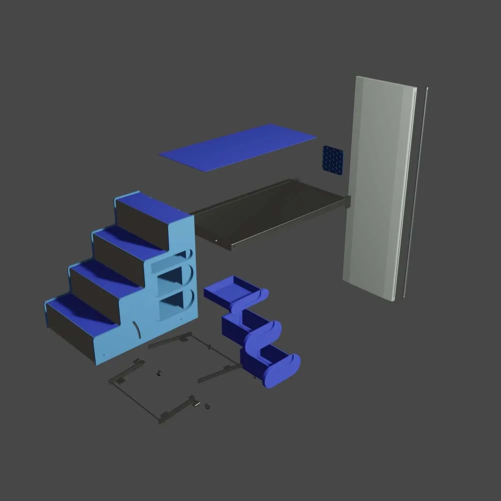Exploded view of all components