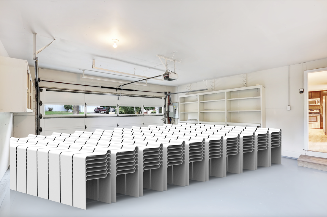 Chair 3,390-3,723 stored in a garage
